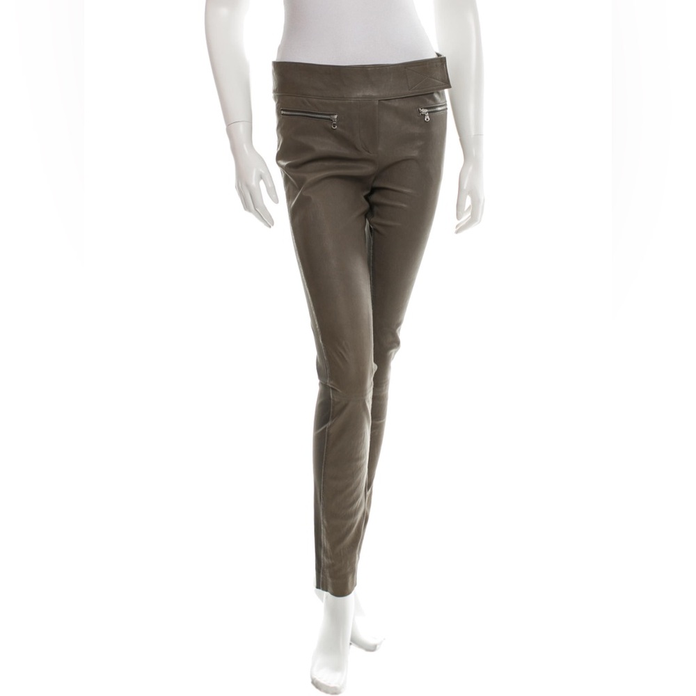 KAUFMANFRANCO LEATHER FRONT VIRGIN WOOL PANTS